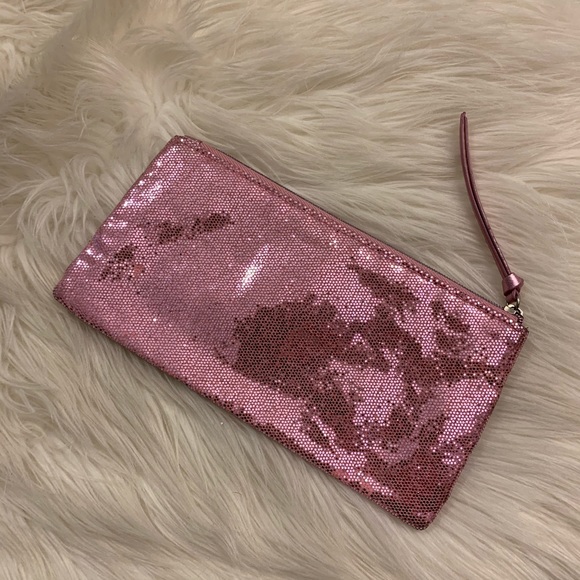 Victoria’s Secret Pink Sparkly Glitter Zip Bag Pouch - Picture 4 of 9